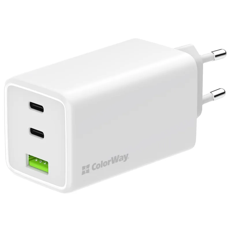 Зарядний пристрій ColorWay C101B GaN Mini 100W PD PPS 2xUSB-C + USB-A white (CW-CHS061PD-WT)