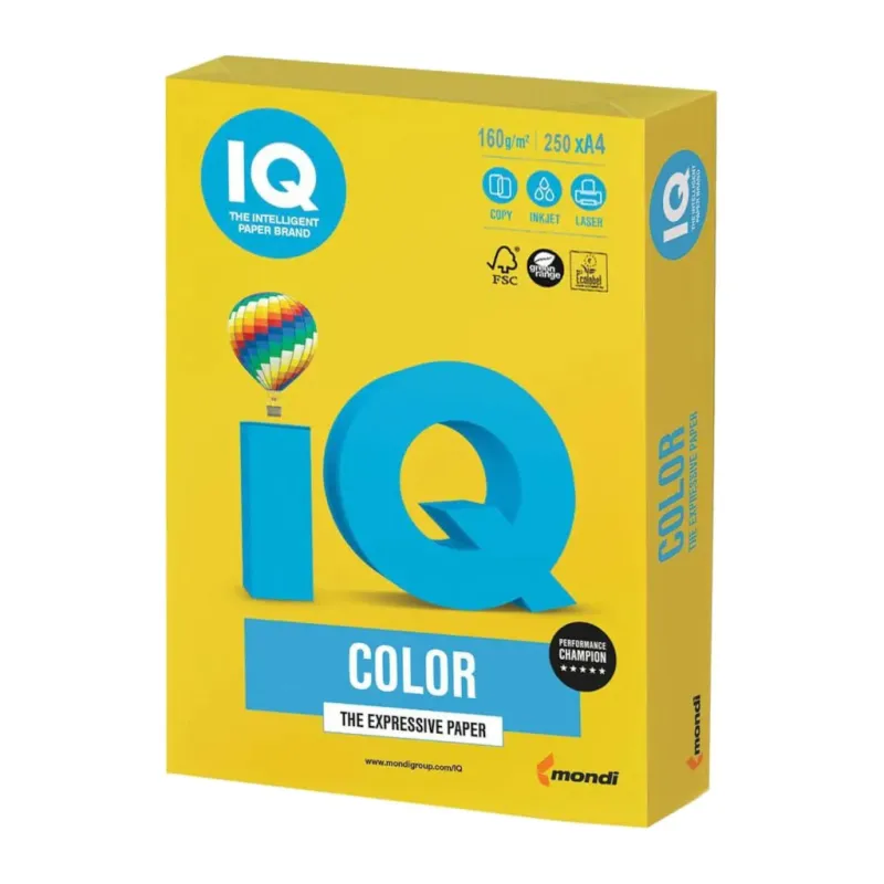 Папір Mondi IQ color А4 intensive, 80g 500sheets, Canary yellow (CY39/A4/80/IQ)