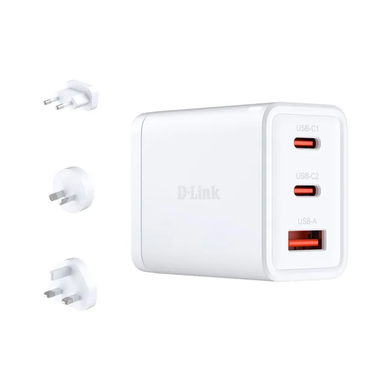 Зарядний пристрій D-Link 2xUSB-C + 1xUSB-A 65W GaN white (DCP-651)