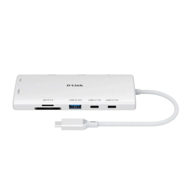 Концентратор D-Link USB-C 10-in-1 2xHDMI + 1xRJ45 1000Mbps + 2xUSB-C + USB 3.1 + USB 3.0 + SD + TF silver (DUP-A01)