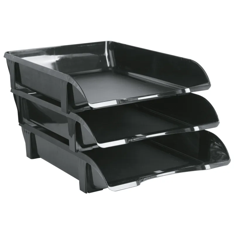 Лоток для бумаг Economix горизонтальный пластик, черный (E31803-01)