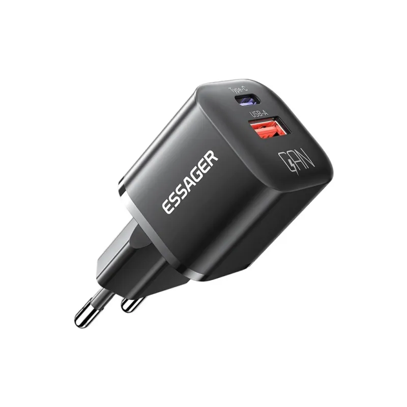 Зарядний пристрій Essager 1xUSB + 1xUSB-C PD20W GaN (ECTAC-HMB01-P)