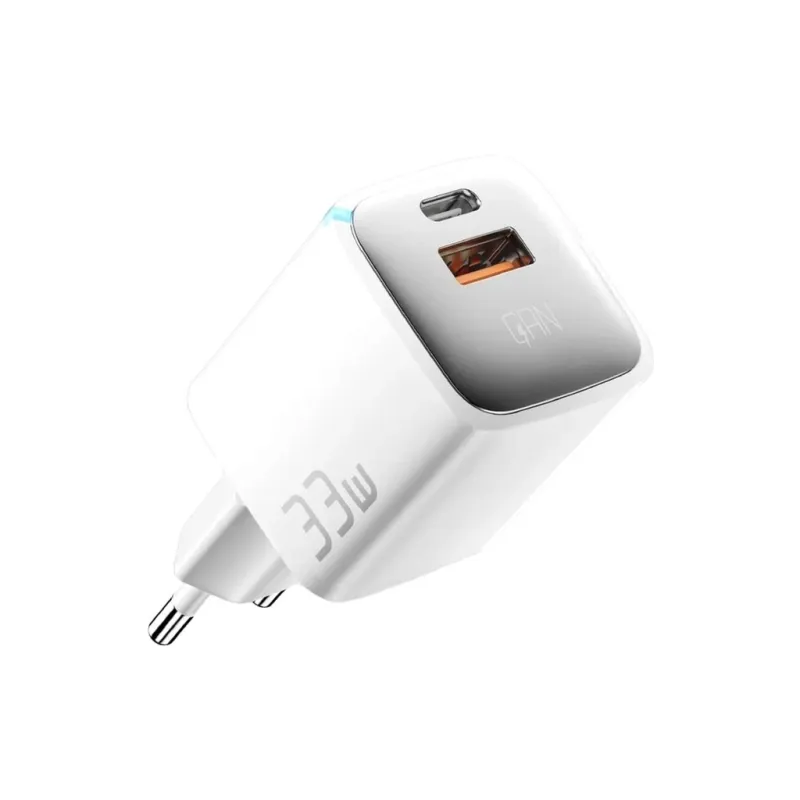 Зарядное устройство Essager 1xUSB + 1xUSB-C 33W GaN white (ECTAC-JXB02-Z)