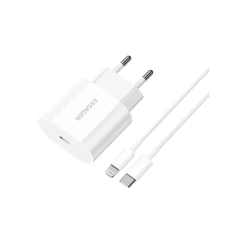 Зарядний пристрій Essager USB-C PD20W + cable USB-C to Lightning white (EFJB02-XBL02-T)