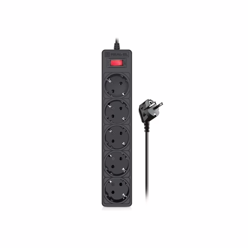 Сетевой фильтр питания REAL-EL RS-Protect 505, 3m, black (EL122300045)