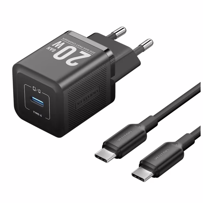 Зарядний пристрій Vention USB-C PD20W GaN black (FEPB0-EU)