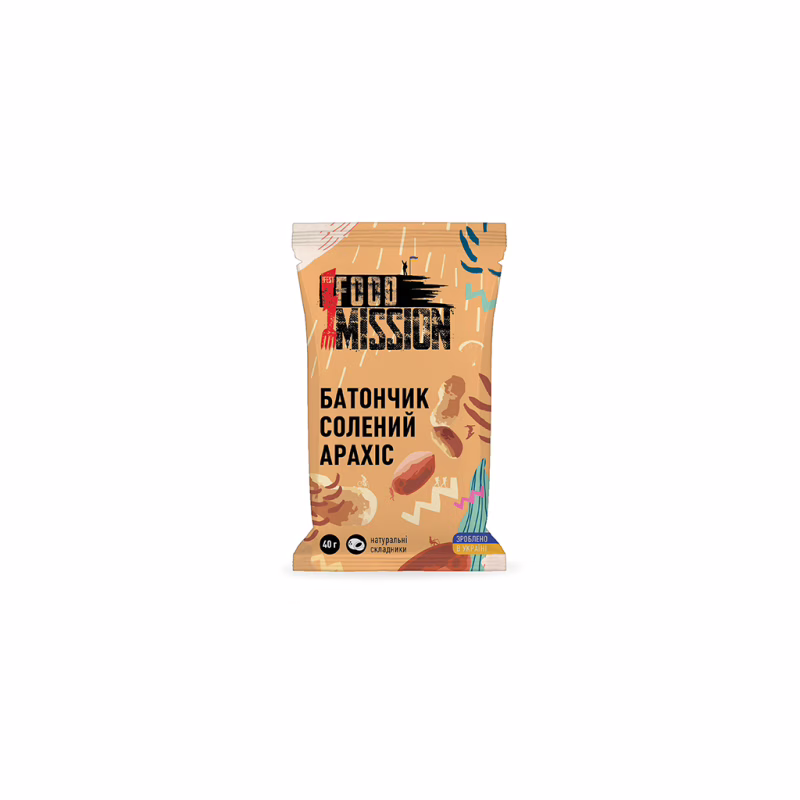 Батончик Food Mission Солоний арахіс 40 г (fm.30641)