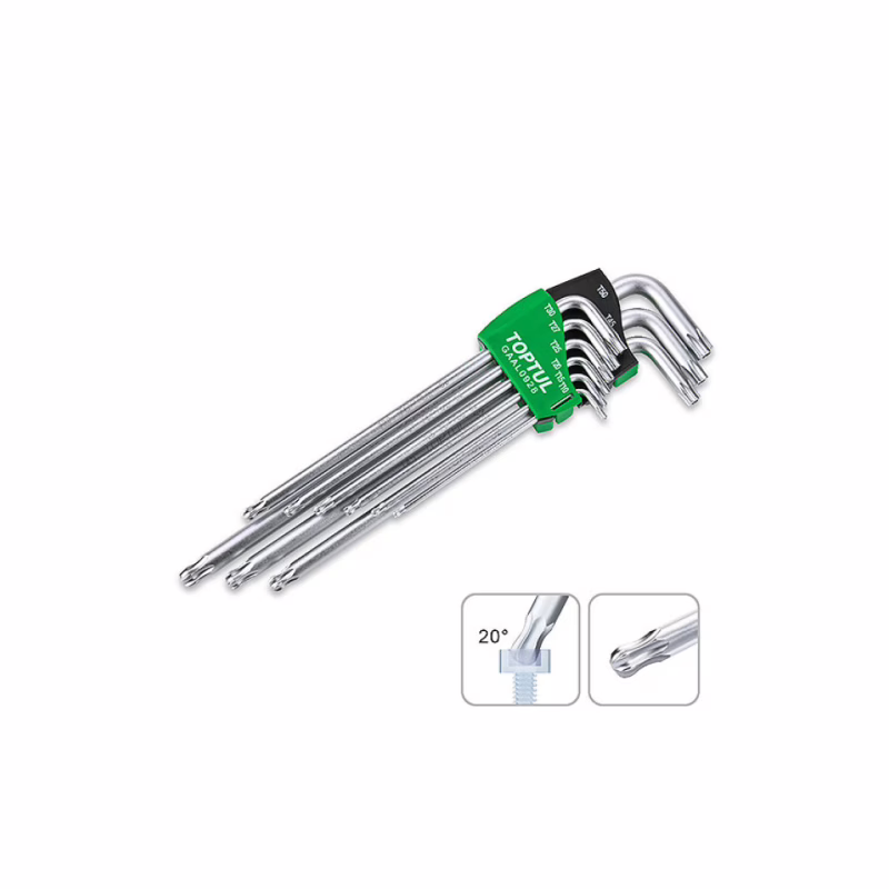Ключ Toptul TORX Г-подібний T10-T50 9шт. супердовгий з отвором (GAAL0928)