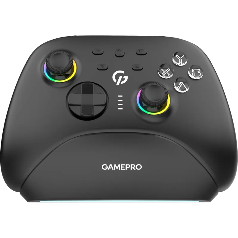 Геймпад GamePro із зарядною станцією BT 5.3/USB/2.4 ГГц (Switch/PC/iOS/Android) RGB Black (GPX13BDOC)