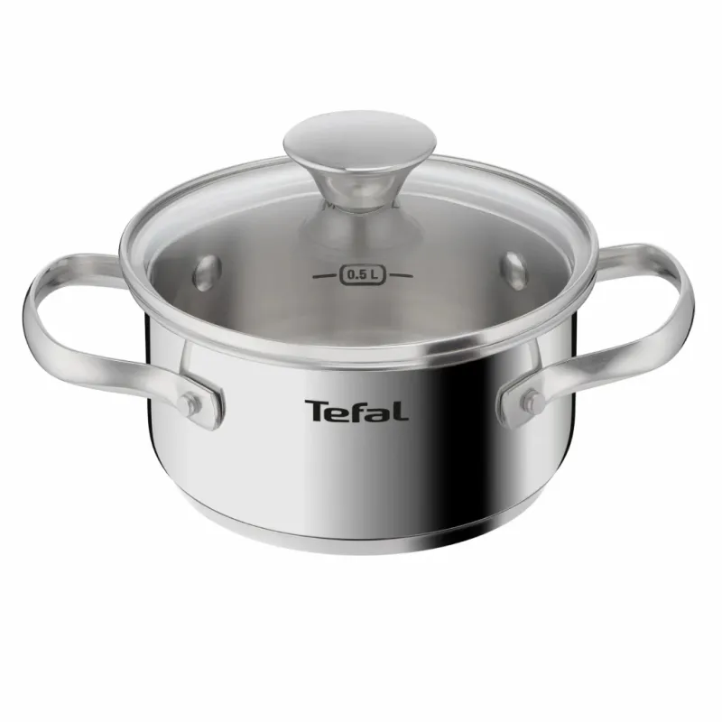 Кастрюля Tefal Minis, з кришкою,1л, нержавіюча сталь, скло (H8743155)