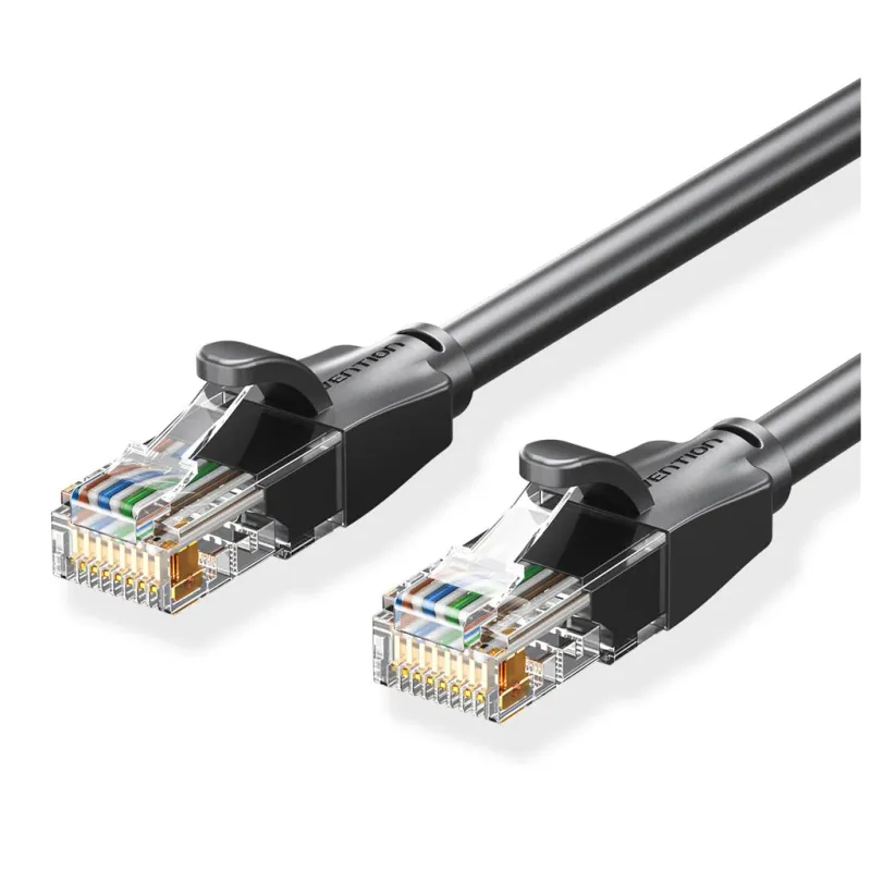 Патч-корд 1м, UTP cat 6 RJ-45 black Vention (IBABF)