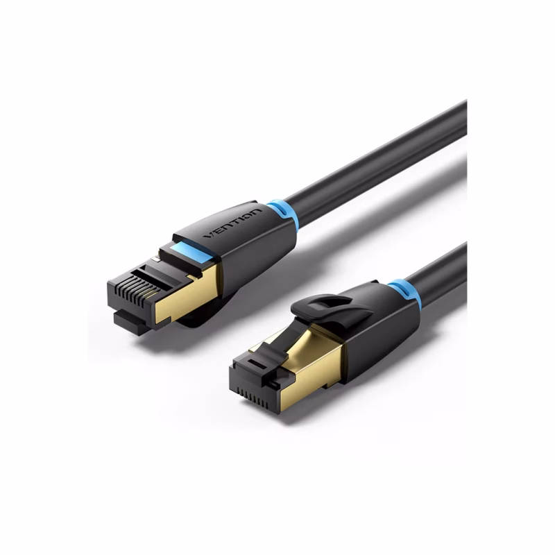 Патч-корд 8м, S/FTP cat 8 RJ-45 black Vention (IKABK)