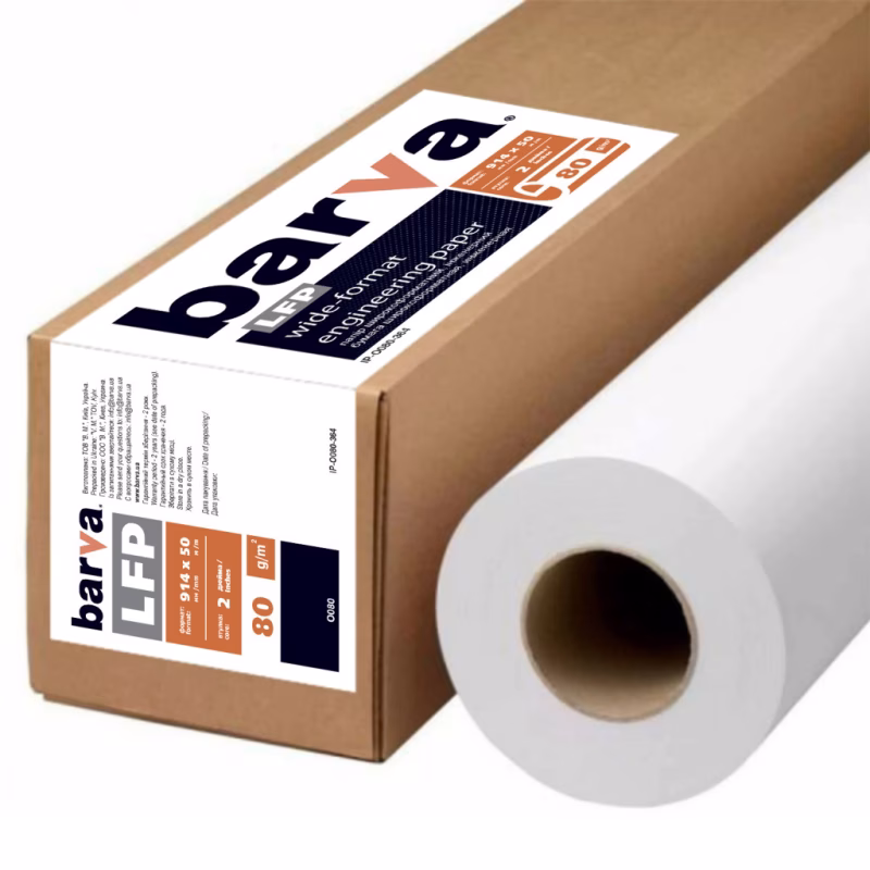 Папір Barva 36"/914мм, 80 г/м2, 50 м LFP (IP-O080-364)