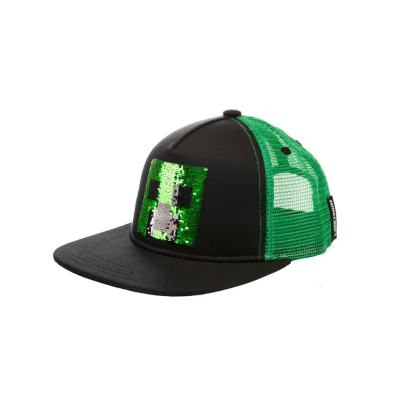 Кепка Jinx Minecraft - Creeper Sequin Youth Snapback Green (JINX-10305)