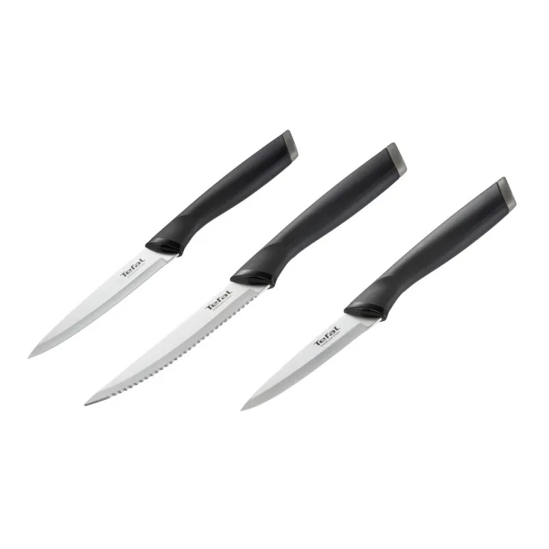 Набор ножей Tefal Essential 3шт, нержавіюча сталь, пластик, чорний (K2219455)