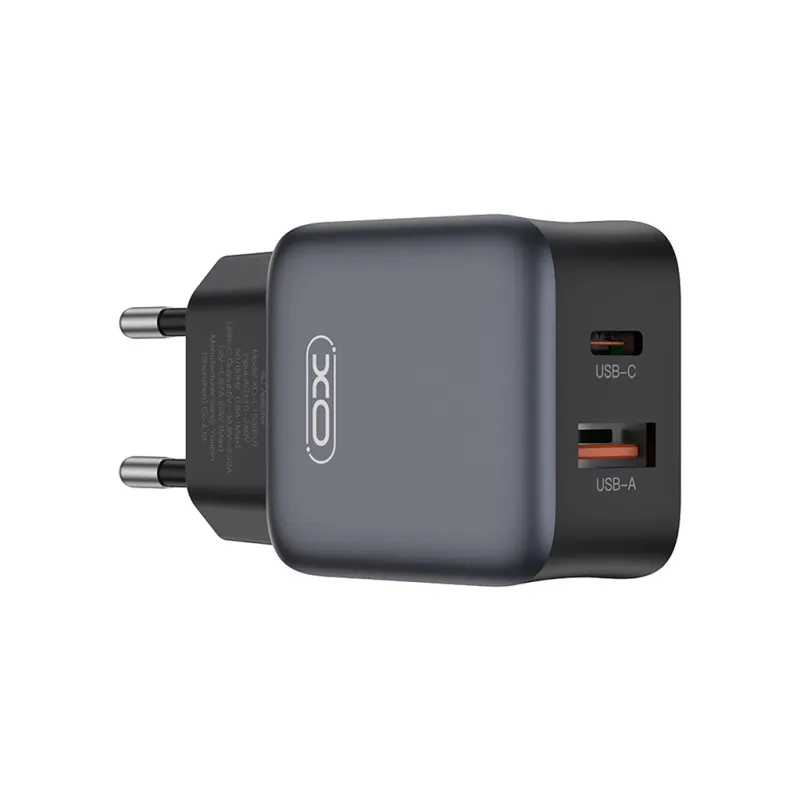Зарядний пристрій XO L156 USB-C PD30W + USB-A QC3.0 Black (L156.black)