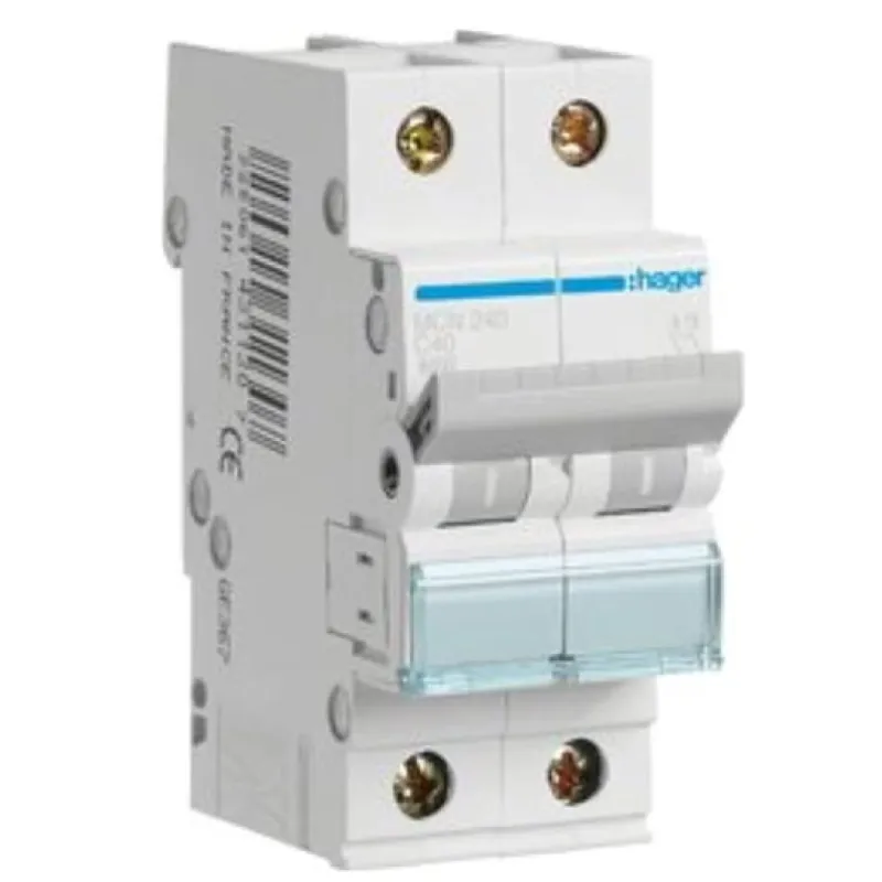 Автоматичний вимикач Hager 2-п. C 40A (6kA) 2M (A) (MCN240)