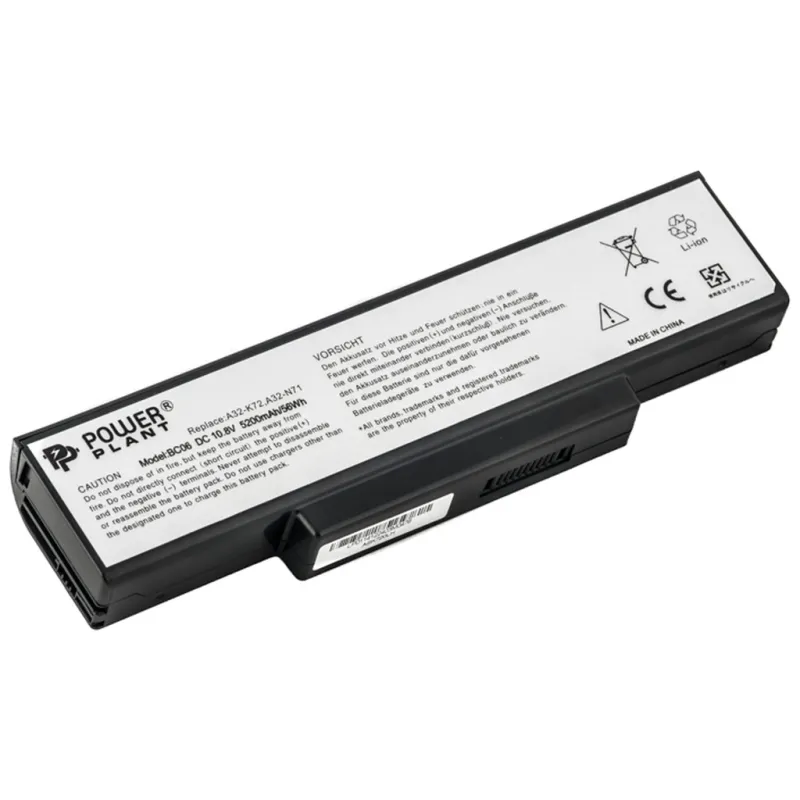 Акумулятор до ноутбука ASUS A72 A73 (A32-K72) 10.8V 5200mAh PowerPlant (NB00000016)