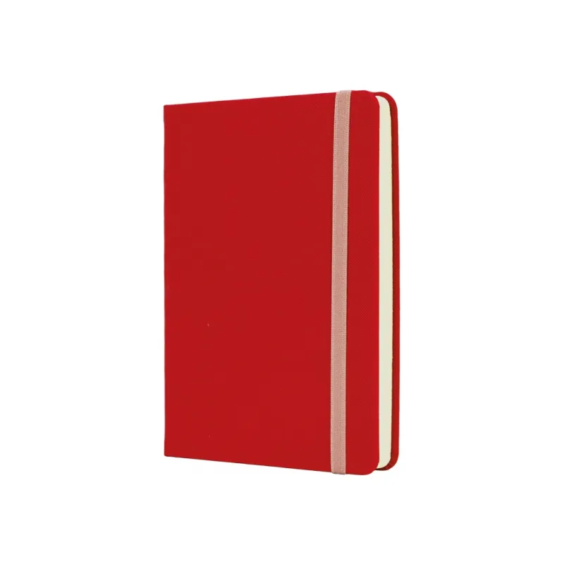 Книга записна Optima А6 SQUARE, тверда обкладинка, гумка, кремовий блок лінія, червоний (O20386-03)