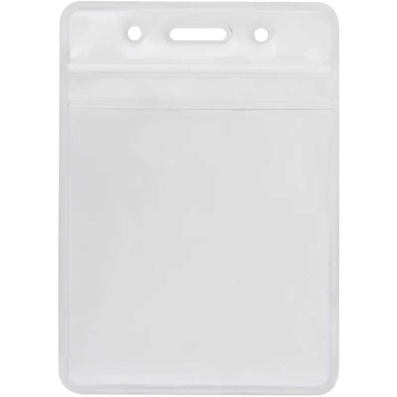 Бейдж Optima вертикальний замок zip lock PVC, 75х95 мм (O45612)