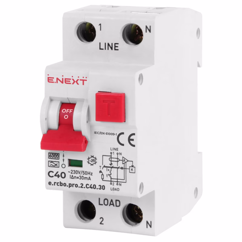 Дифференциальный автоматический выключатель E.NEXT 1-п.+N e.rcbo.pro. C 40А 30мА (p0720012)