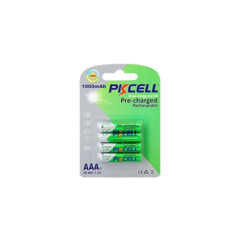 Аккумулятор PkCell AAA R03 1000mAh 1.2V NiMH Already Charged, 4шт/бл (PC/AAA1000-4BA)