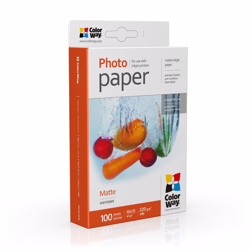 Фотобумага ColorWay 10x15, 220г, matte, 100л (PM2201004R_OEM)