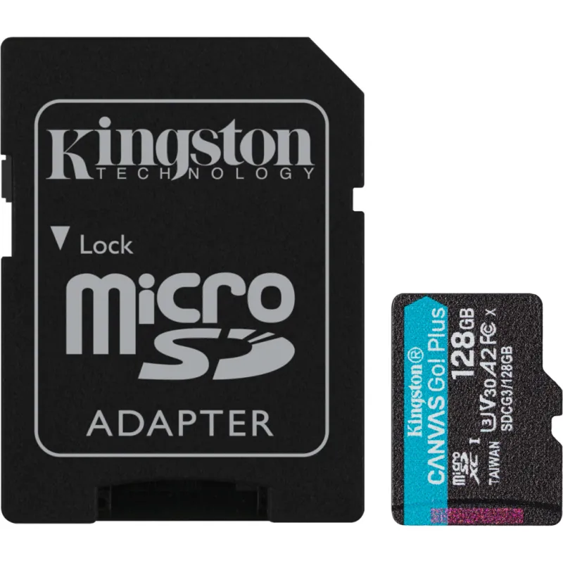 Карта пам'яті Kingston 128GB microSDXC сlass 10 UHS-I U3 V30 A2 Canvas Go Plus G4 (SDCG4/128GB)