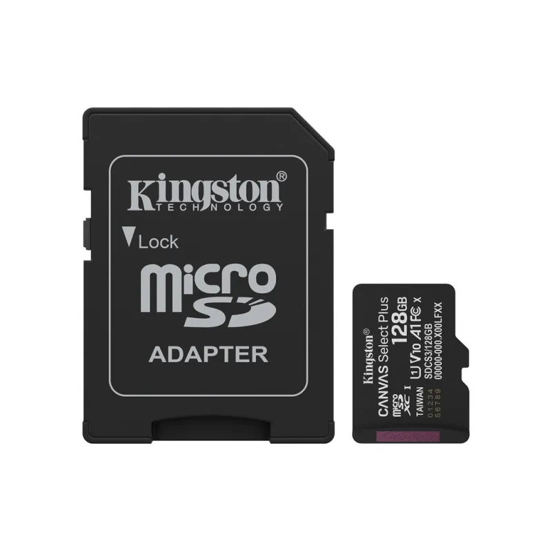 Карта пам'яті Kingston 128GB (з SD адаптером) Class 10 UHS-I U1 V10 A1 (SDCS3/128GB)