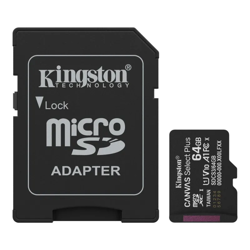 Карта пам'яті Kingston 64GB microSDXC class 10 UHS-I V10 A1 Canvas Select Plus (SDCS3/64GB)