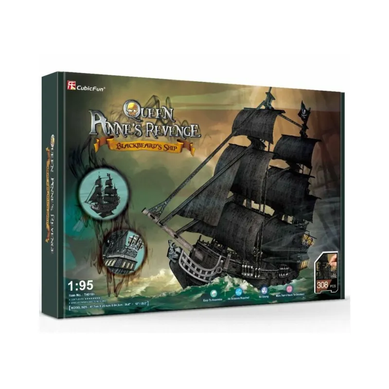 Пазл Cubic Fun Тривимірна головоломка-конструктор Корабель Чорної Бороди "Помста Королеви Анни" (T4018h)
