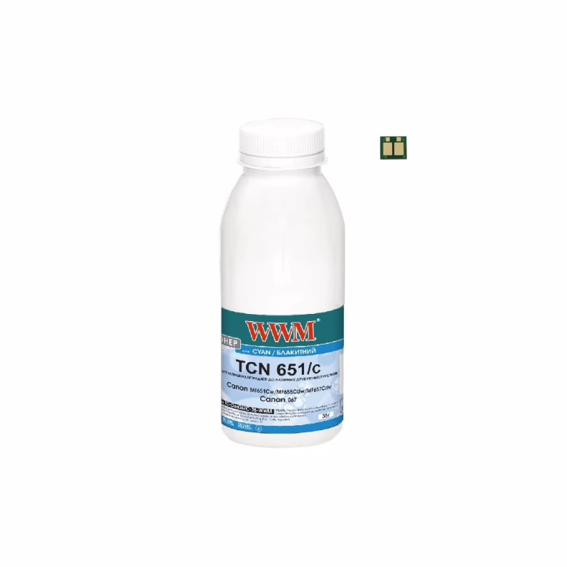 Тонер Canon MF651Cw/MF655Cdw/MF657Cdw, Canon 067 35г Cyan chip WWM (TC-Can067C-35-WWM)
