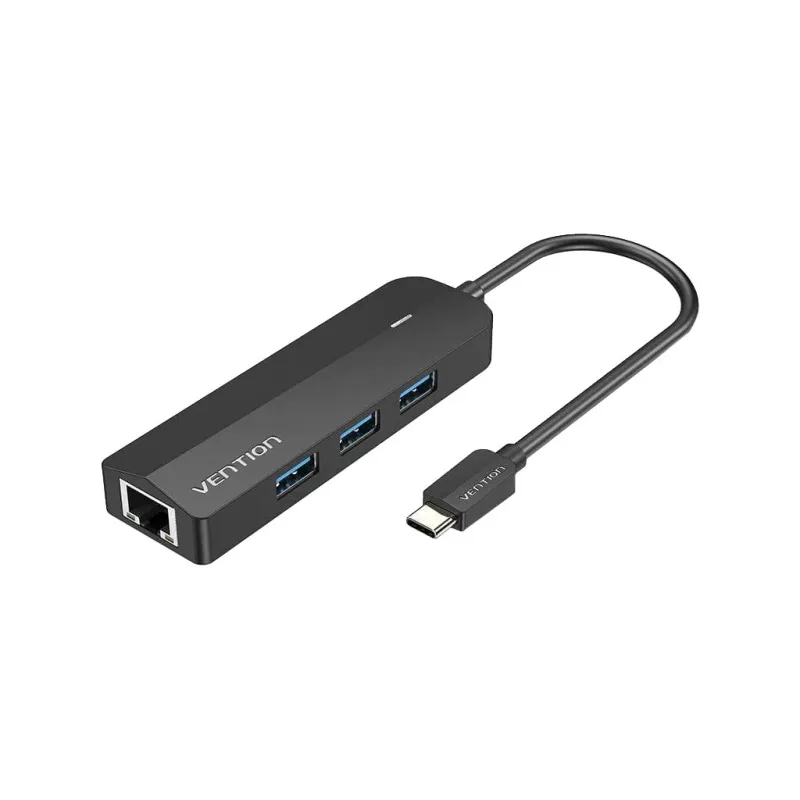 Концентратор VENTION USB 3.1 Type-C to 3xUSB 3.0+MicroUSB+RJ45 100M Ethernet black (TGPBB)