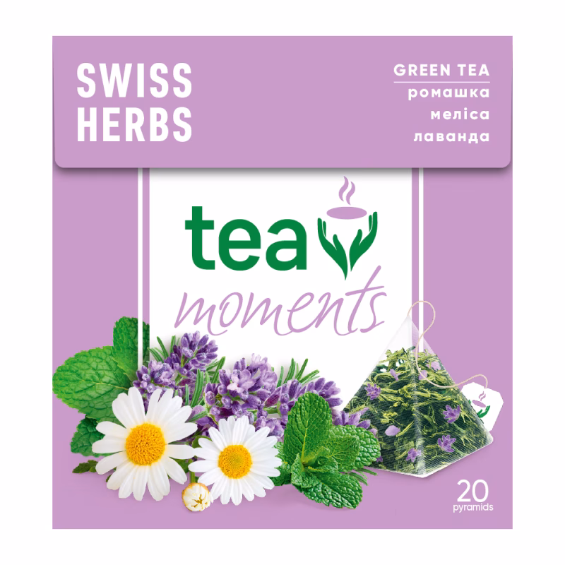 Чай Tea Moments Swiss Herbs зелений 20х1.7 г пірамідки (tm.02944)