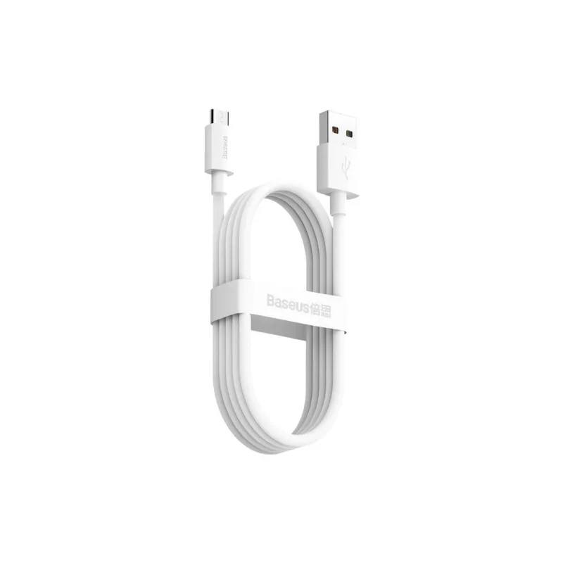 Дата кабель USB 2.0 AM to Micro 5P 1.5m 2.1A Simple WisdomKit (2PCS) white Baseus (TZCAMZJ-02)