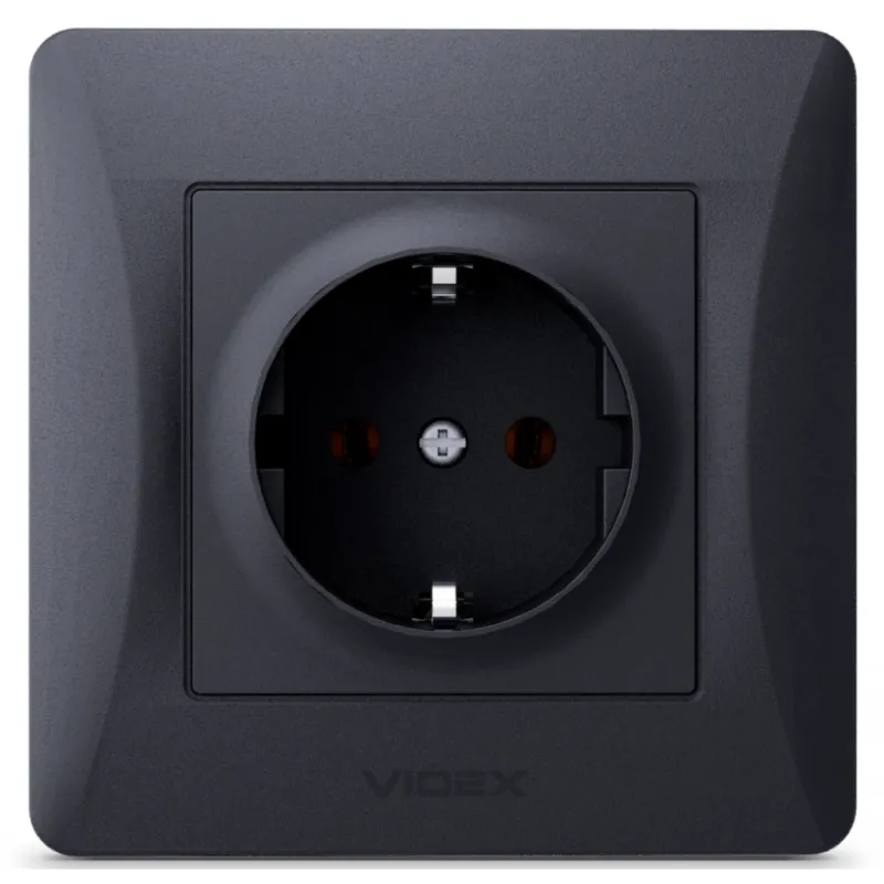 Розетка Videx BINERA 1ая із заземленням черн (VF-BNSK1G-BG)