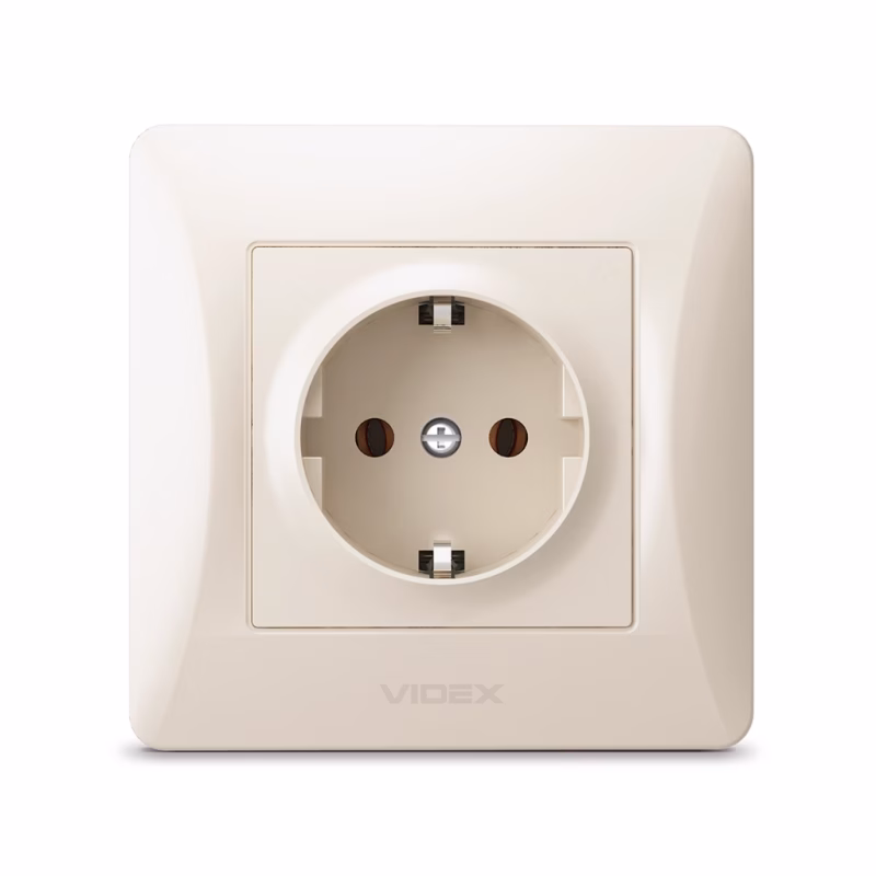 Розетка Videx BINERA 1ая с заземлением кремовая (VF-BNSK1G-CR)