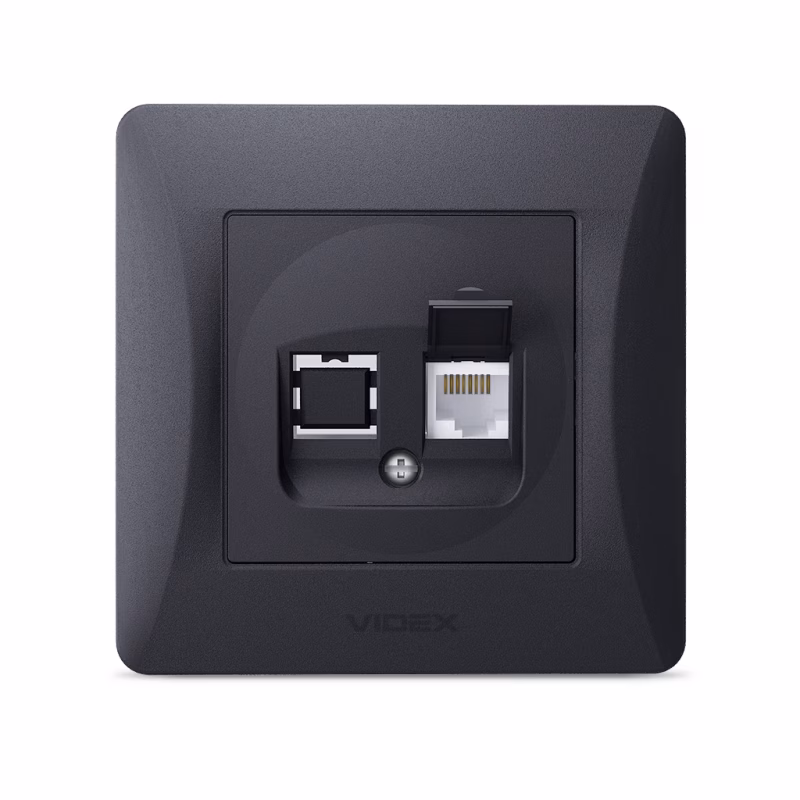 Комп'ютерна розетка Videx BINERA CAT6 одинарна черн (VF-BNSK1PC6-BG)
