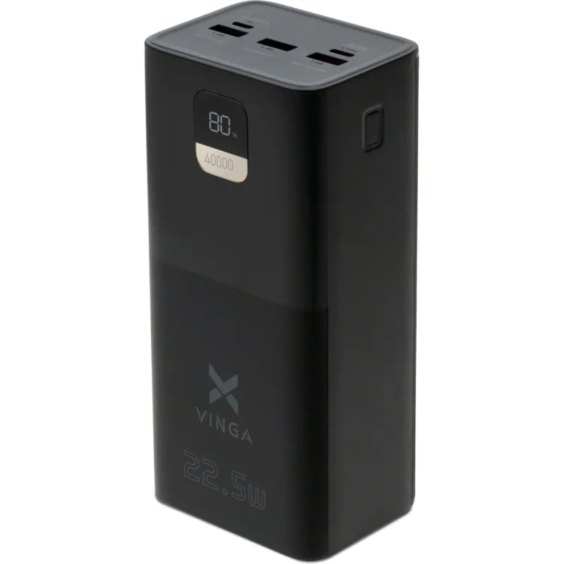Батарея універсальна Vinga 40000 mAh 22.5W Display Black (VPBB4022)