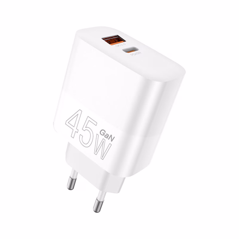 Зарядное устройство WUW C209 1xUSB-C PD45W + 1xUSB QC3.0 18W White (WUW-C209)