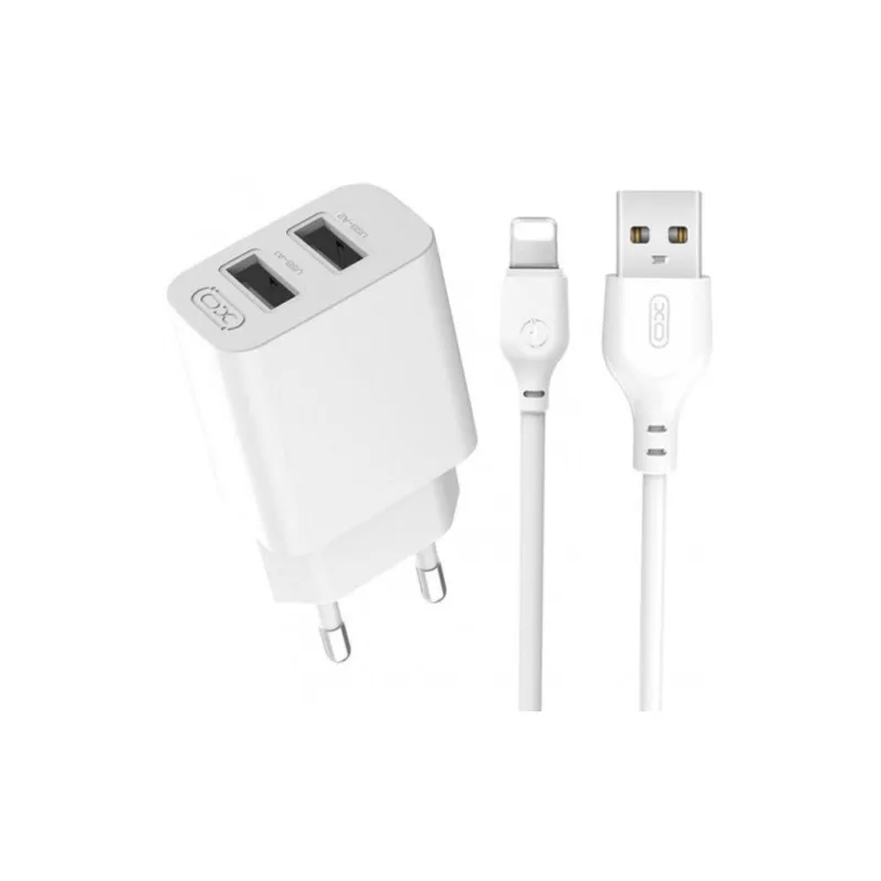 Зарядний пристрій XO L109 12W (2USB/2.4A) + USB - Lightning White (XO-L109-L)