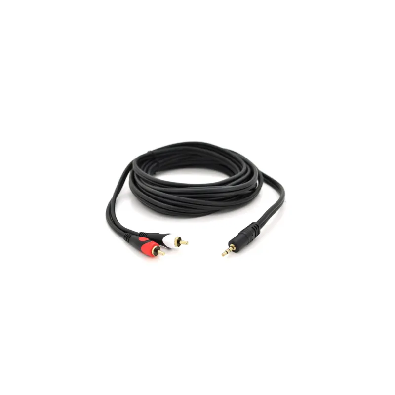 Кабель мультимедійний 3.5mm M to 2xRCA M 5.0m black Voltronic (YT-3.5(M)/2хRCA(M)-5.0PCu)