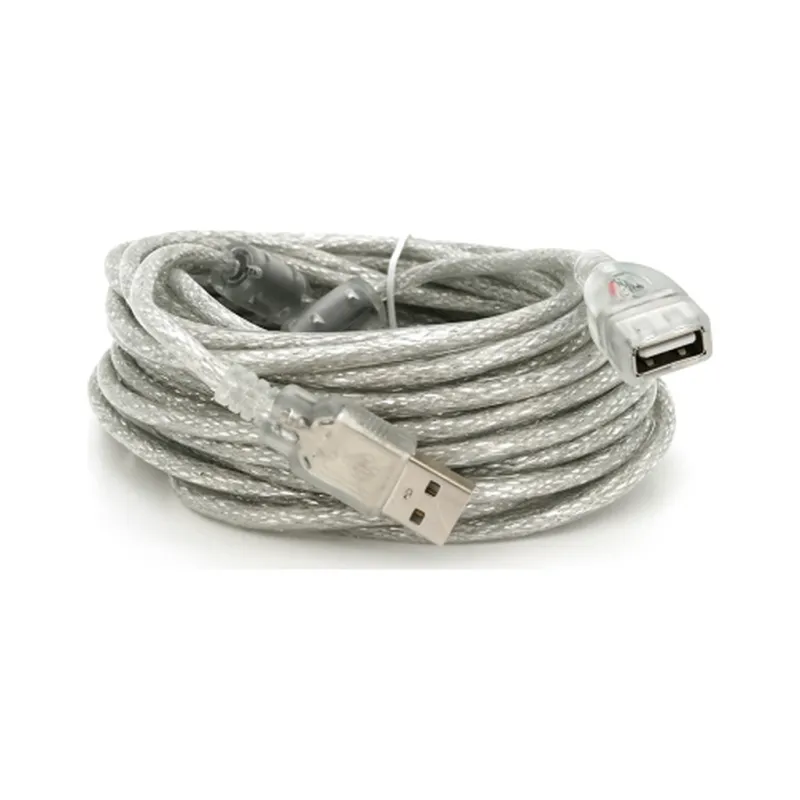 Дата кабель USB 2.0 AM/AF 10.0m ferrite transparent white Voltronic (YT-AM/AF-10TBL)