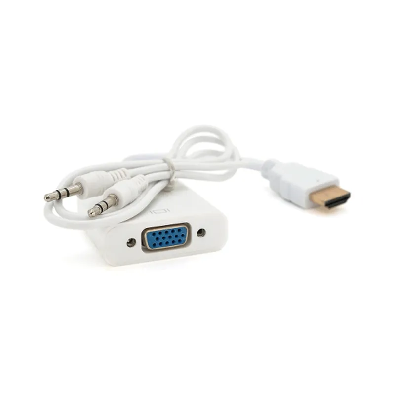 Перехідник HDMI M to VGA F + Audio 0.1m 4K/2K white Voltronic (YT-C-HDMI(M)/VGA(F)+AUX-W)