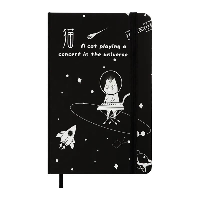 Книга записна ZiBi Cosmo A6 в клітинку тверда обкладинка на гумці 80 аркушів, чорна (ZB.116102)