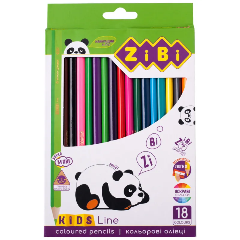 Олівці кольорові ZiBi KIDS Line 18 кольорів (ZB.2415)